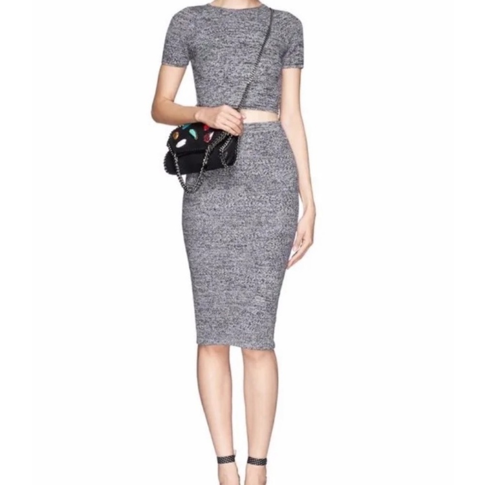 Alice & Olivia Solange Herringbone Knit Crop Top & Morena Skirt Set